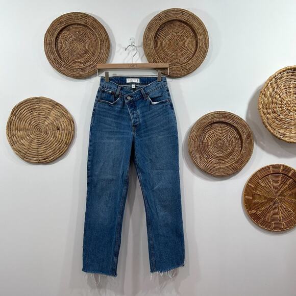 Abercrombie Button Fly Crossover Curve Love The Dad High Rise Jeans 24 / 00 - Picture 1 of 6